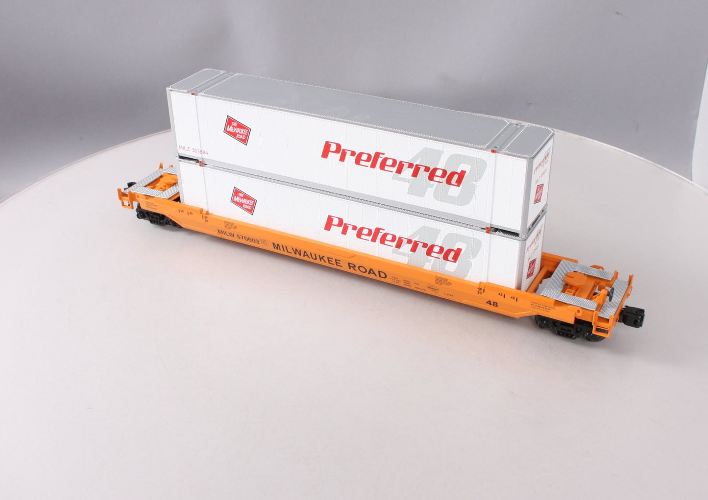 MTH 20-95117 O Milwuakee Road Husky Stack Car #570603