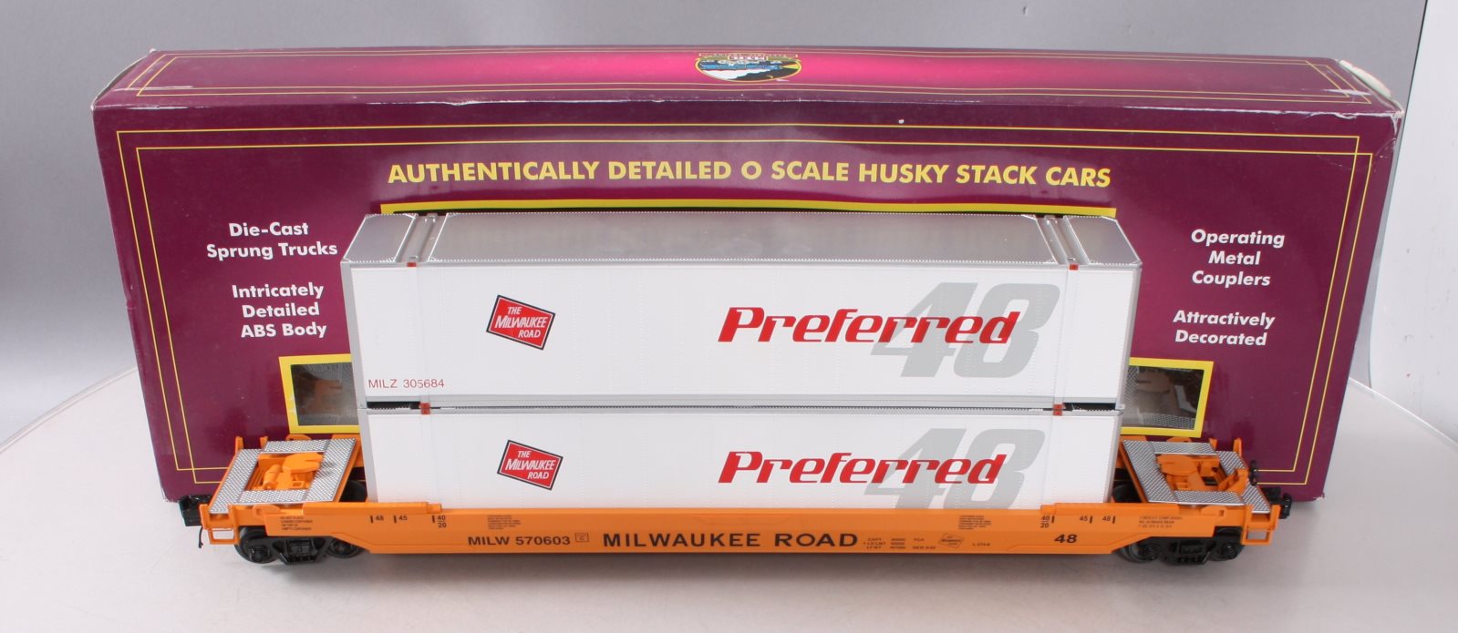 MTH 20-95117 O Milwuakee Road Husky Stack Car #570603