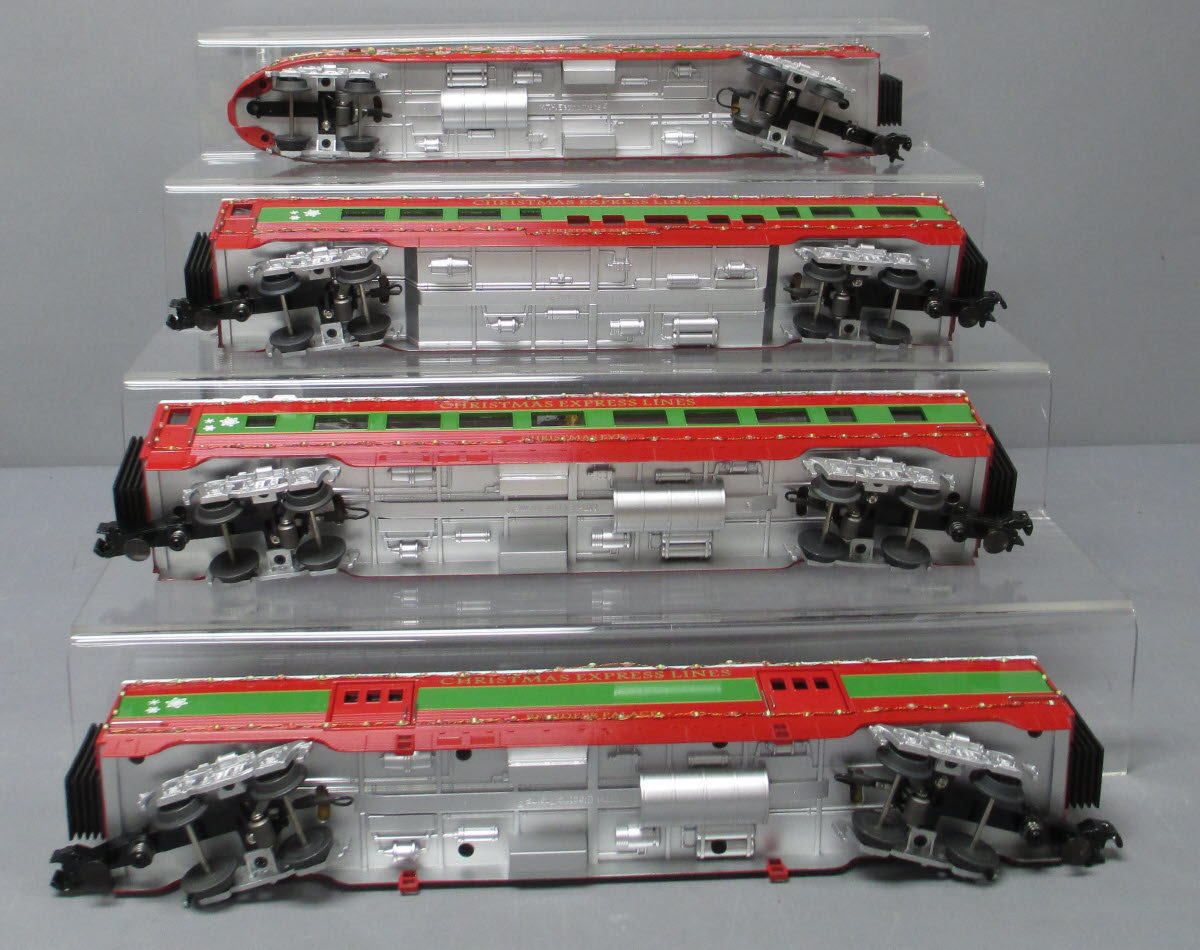 MTH 30-68132 O Christmas 60' Streamlined Passenger Set w/LED Lights (Set of 4)