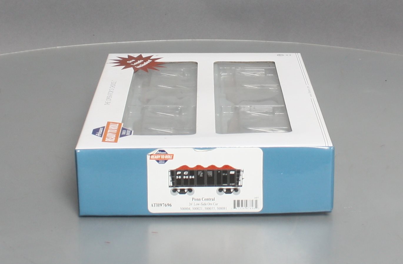 Athearn 97696 HO Penn Central 26' Low-Side Ore Car 4-Car Set - RTR