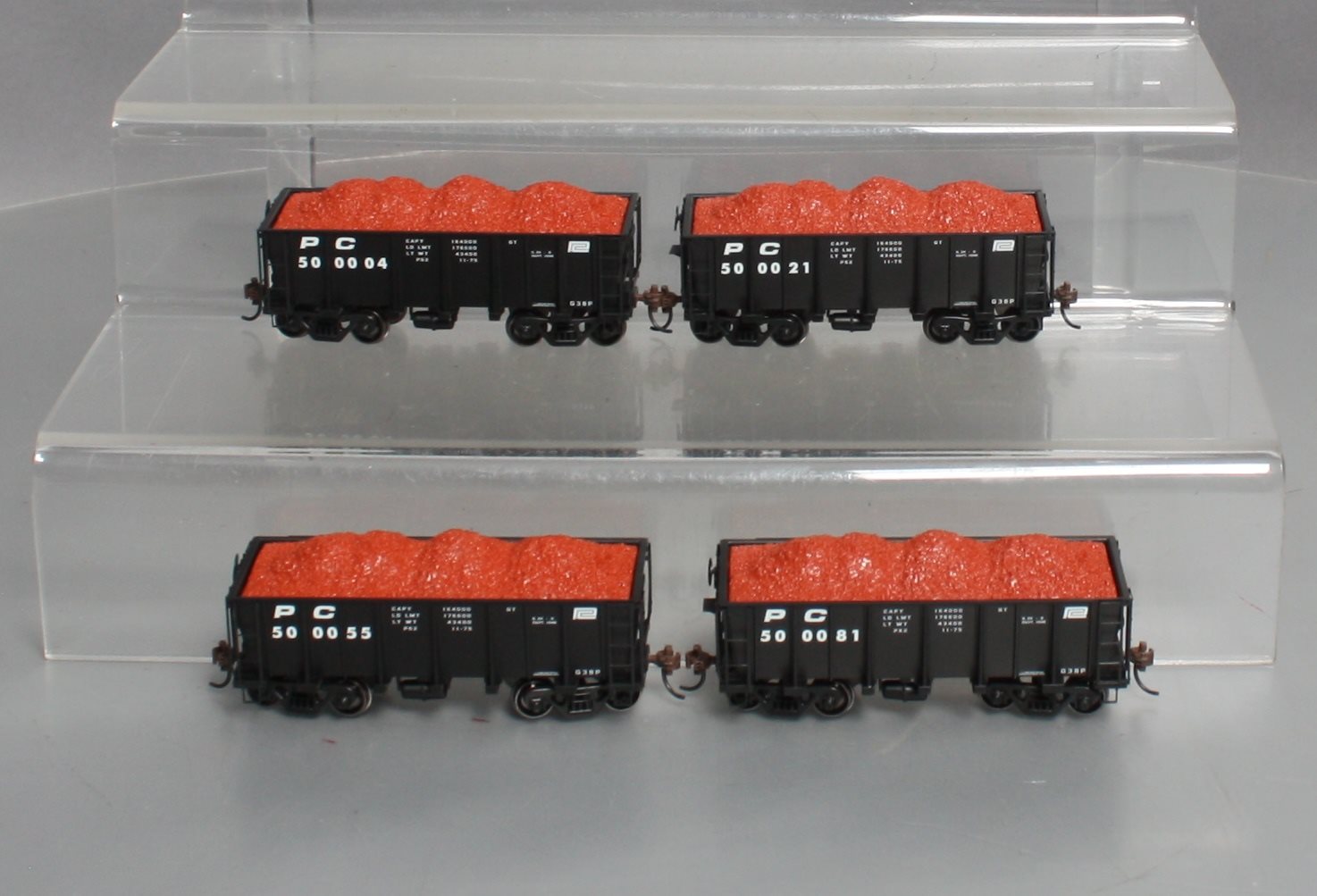 Athearn 97696 HO Penn Central 26' Low-Side Ore Car 4-Car Set - RTR