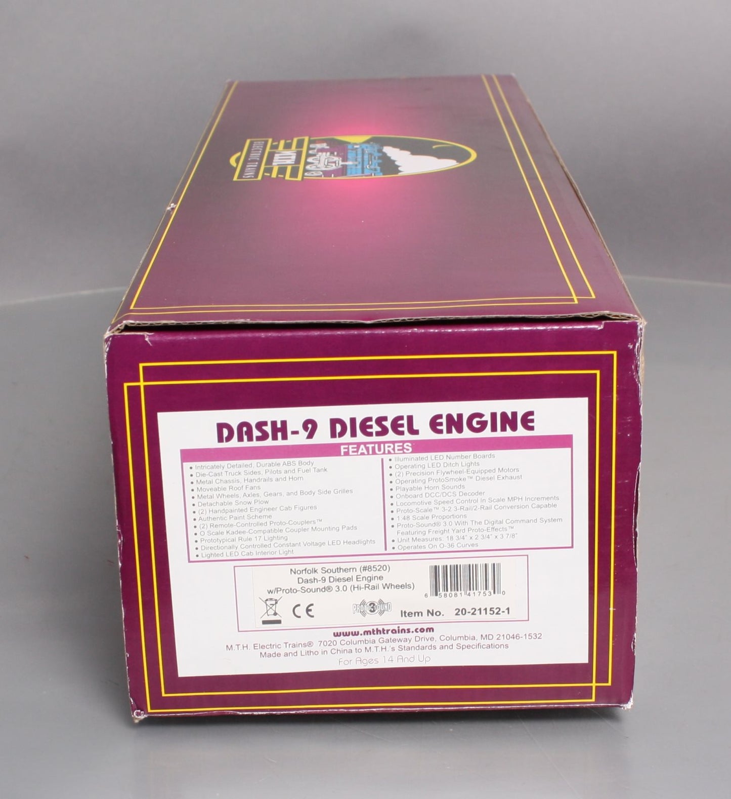 MTH 20-21152-1 Norfolk Southern Dash-9 Diesel Engine Proto-Sound 3.0 #8520
