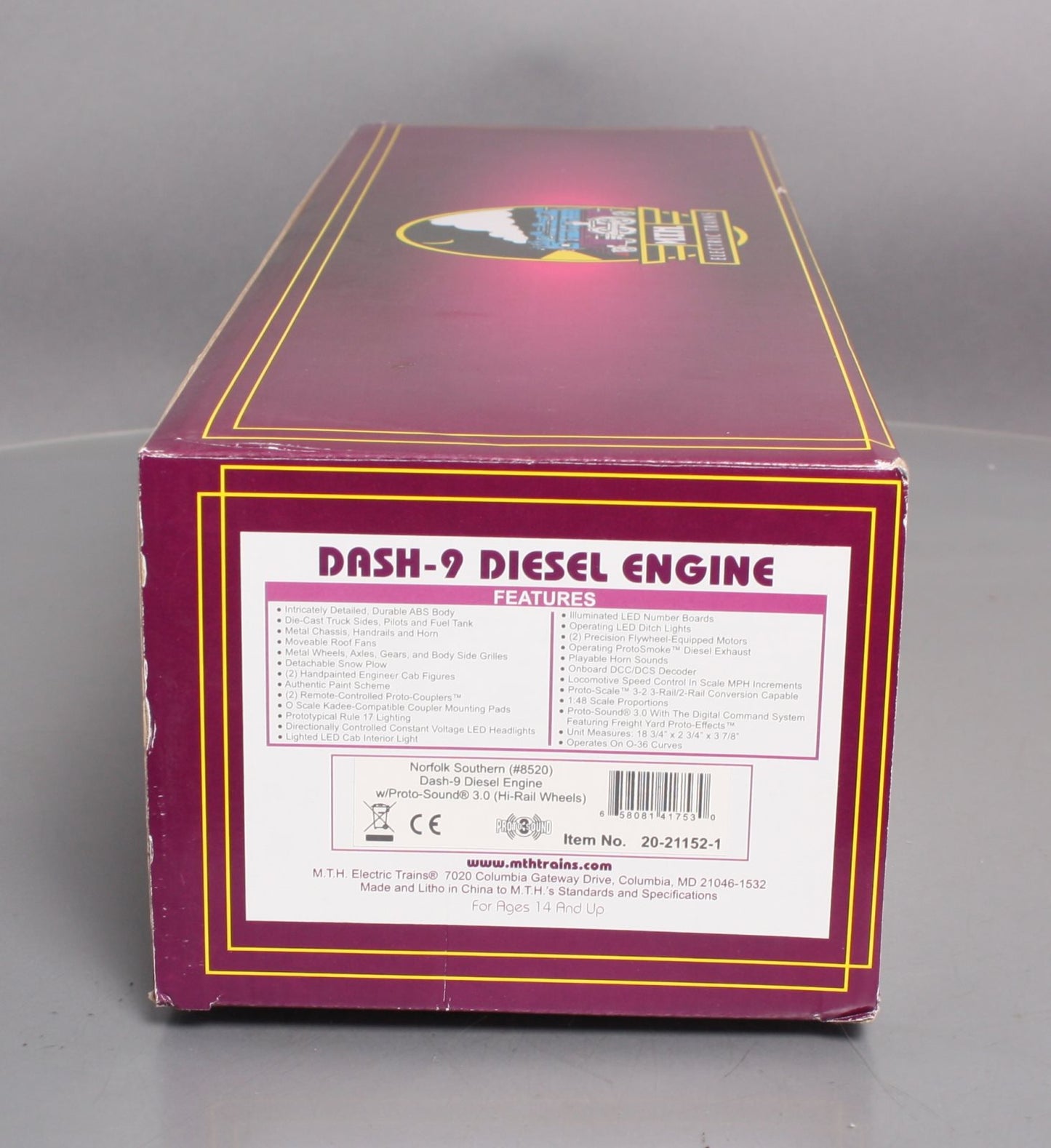 MTH 20-21152-1 Norfolk Southern Dash-9 Diesel Engine Proto-Sound 3.0 #8520