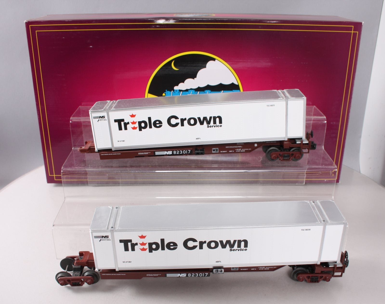 MTH 20-95176 O Norfolk Southern Double Spine Car Set w/48' Containers (Set of 2)