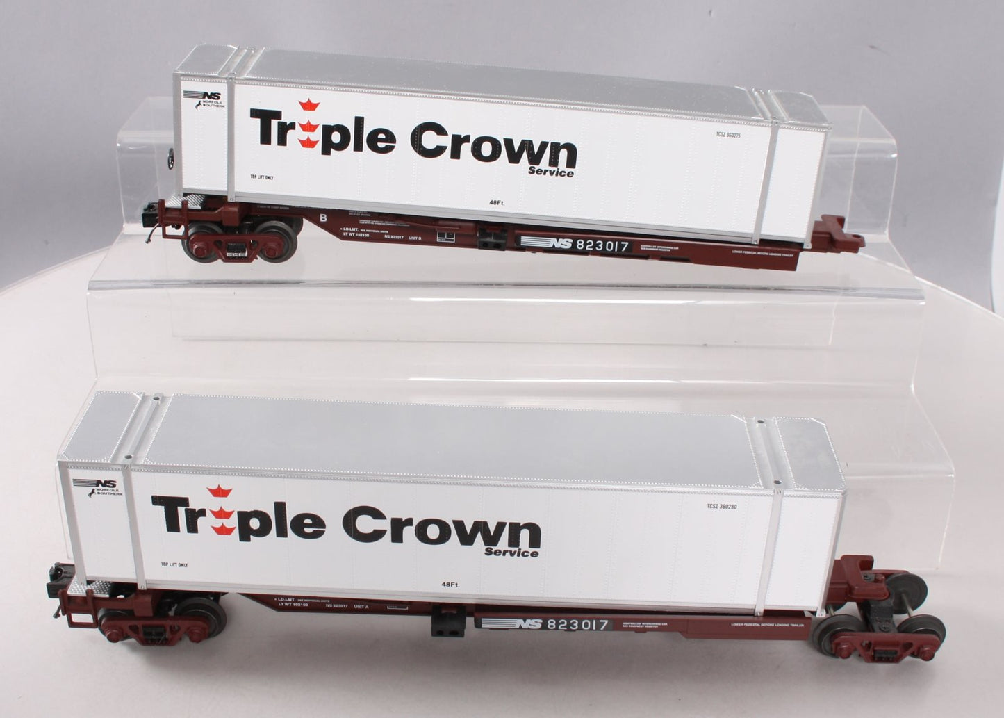 MTH 20-95176 O Norfolk Southern Double Spine Car Set w/48' Containers (Set of 2)