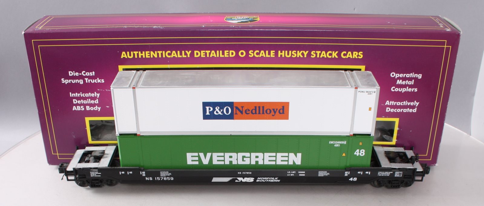 MTH 20-95110 O Gauge Norfolk Southern Husky Stack Car #157859