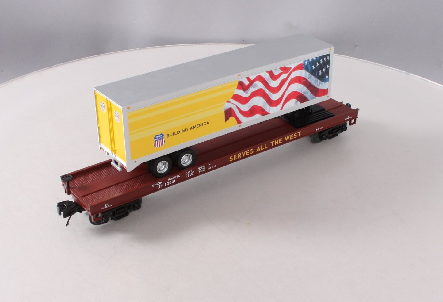 MTH 20-95422 O Union Pacific Premier Flat Car w/ 40' Trailer