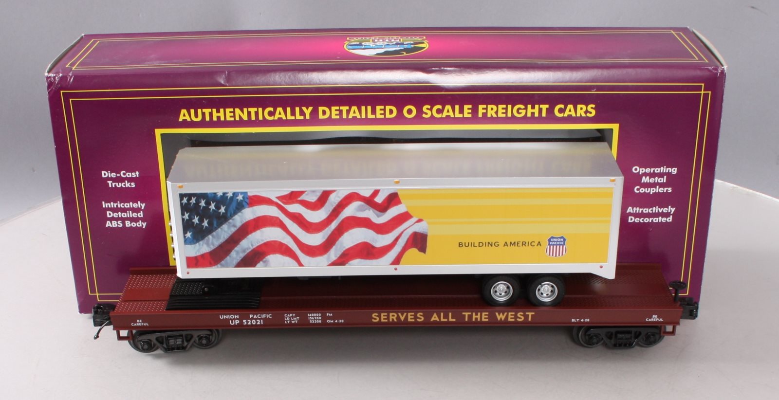 MTH 20-95422 O Union Pacific Premier Flat Car w/ 40' Trailer