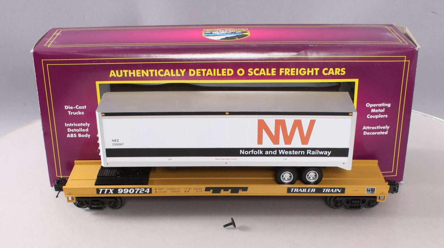 MTH 20-95421 N&W Flat Car w/ 40' Trailer