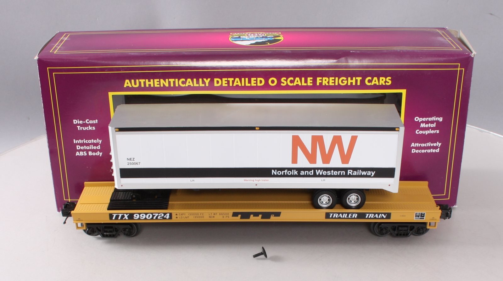 MTH 20-95421 N&W Flat Car w/ 40' Trailer