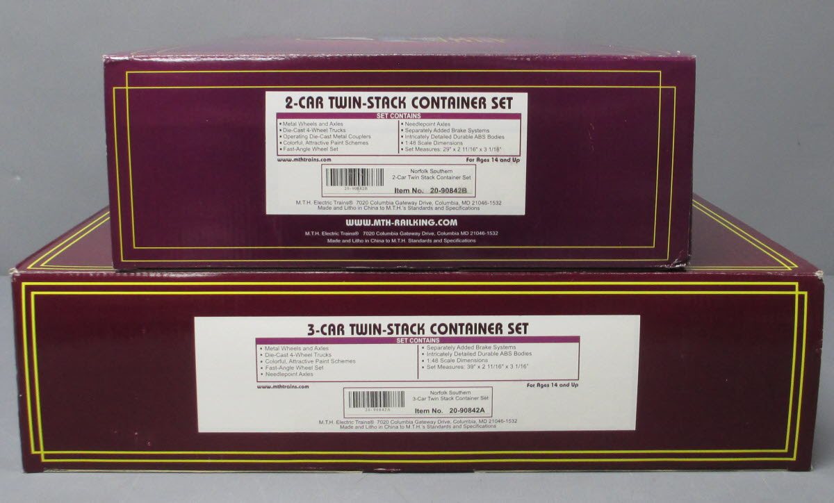 MTH 20-90842 O Norfolk Southern Twin Stack Container Set (Set of 5)