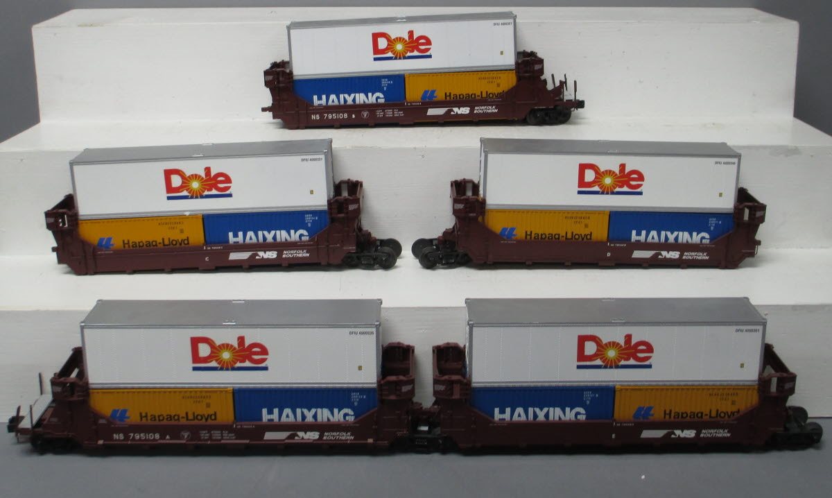 MTH 20-90842 O Norfolk Southern Twin Stack Container Set (Set of 5)