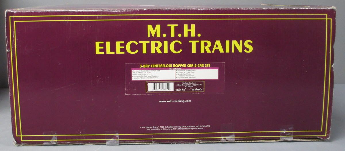MTH 20-90442 O Norfolk Southern 3-Bay Centerflow Hopper Car Set (Set of 6)