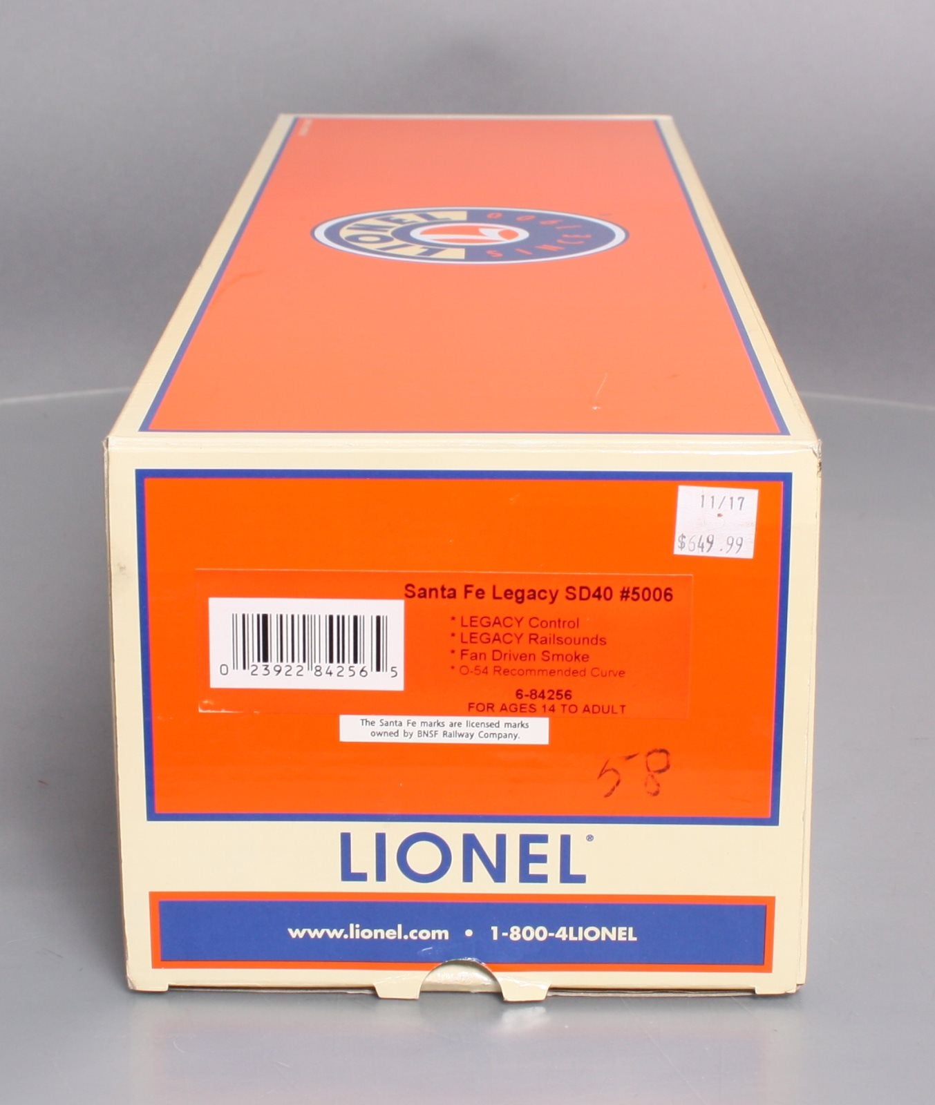Lionel 6-84256 O Gauge Santa Fe SD40 Diesel Locomotive #5006