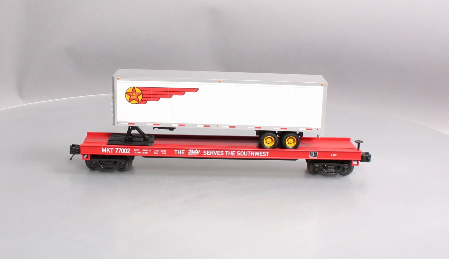 MTH 20-95216 O Missouri Kansas & Texas Railway Premier Flat Car w/ 40’ Trailer