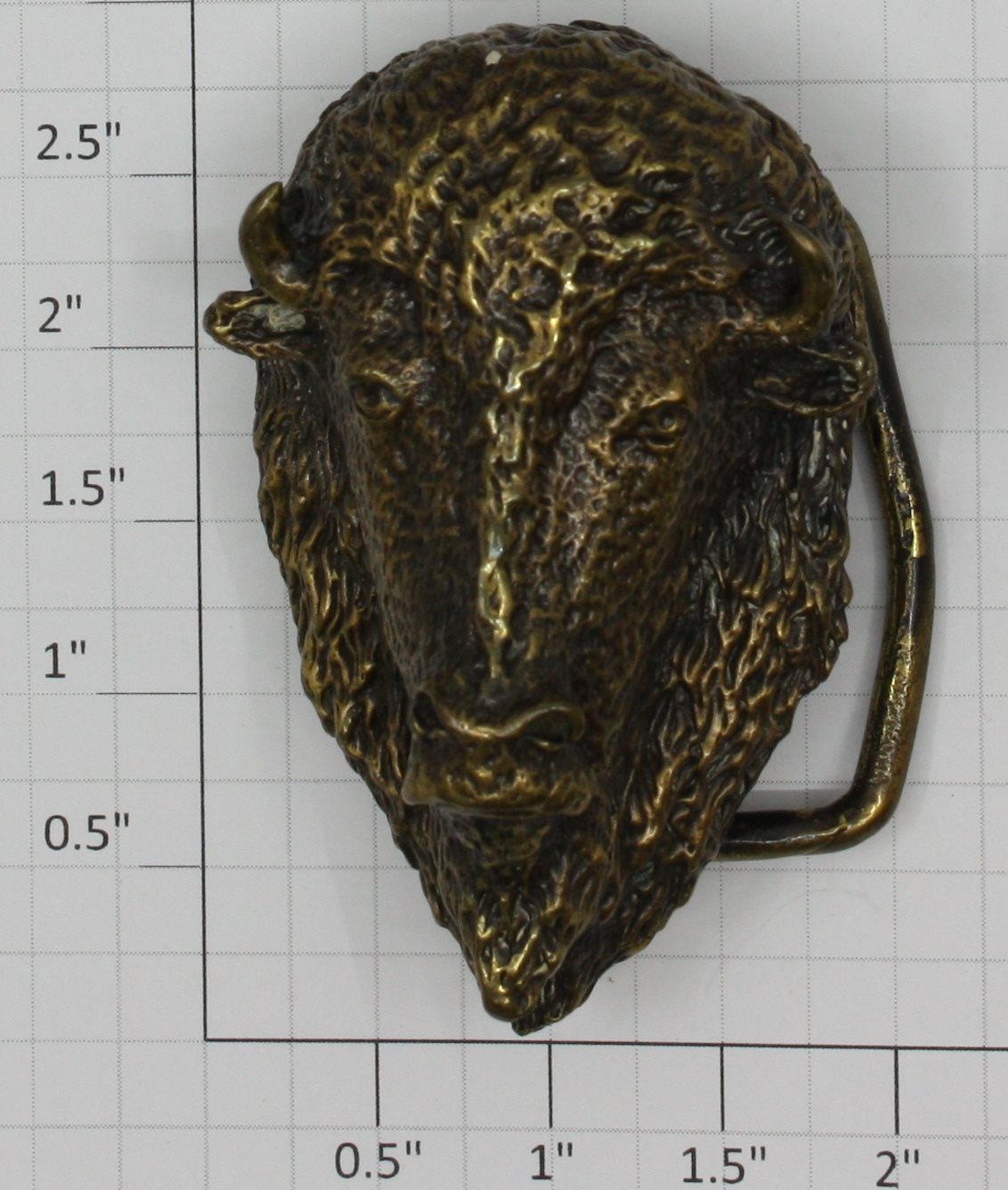 Acme 100-LLG Vintage Leoma Lovegrove Brass Buffalo Head Belt Buckle
