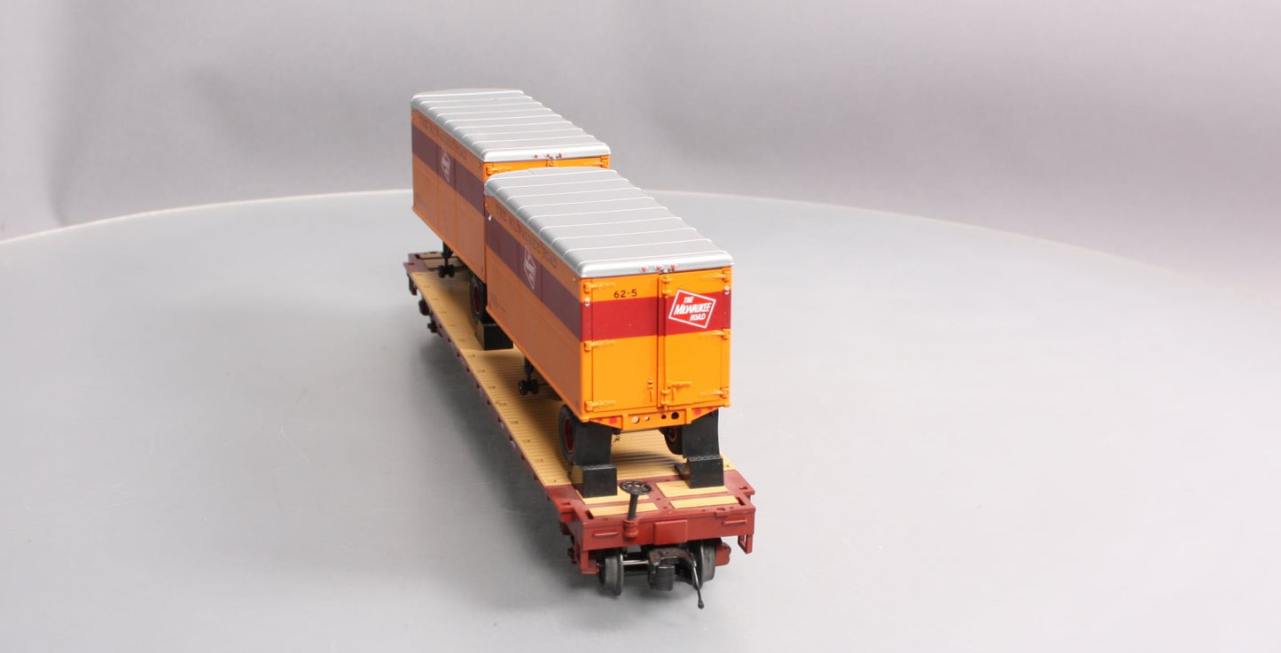 MTH 20-98697 Milwaukee Road Flat Car with 2 PUP Trailers #57010