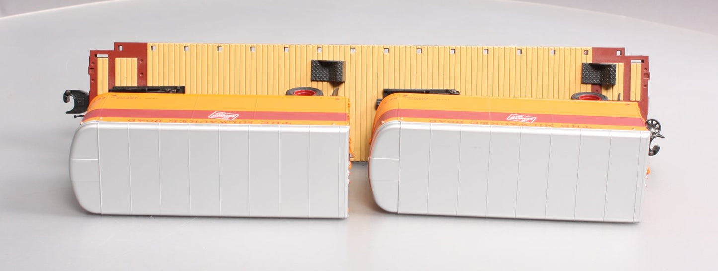 MTH 20-98697 Milwaukee Road Flat Car with 2 PUP Trailers #57010