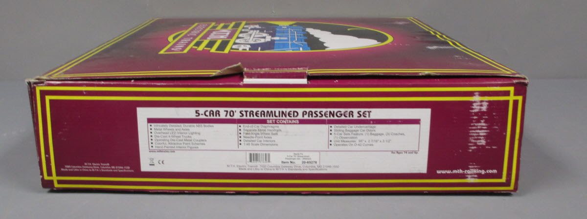 MTH 20-65276 O Santa Fe 70' Streamlined Passenger Car (Set of 5)