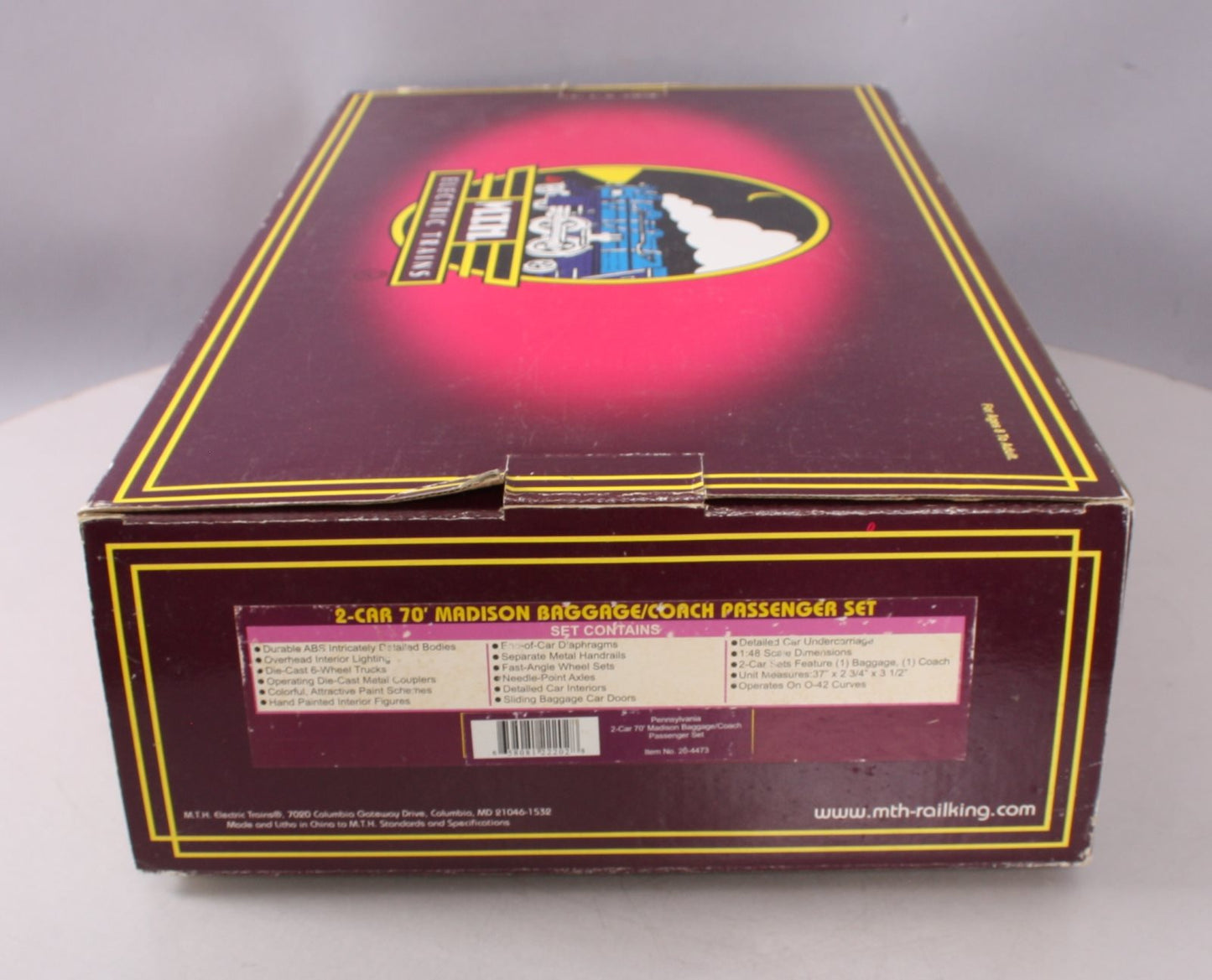 MTH 20-4473 O PRR 70' Madison Baggage/Coach Passenger Car Set (Set of 2)
