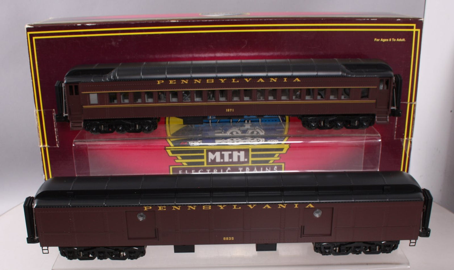 MTH 20-4473 O PRR 70' Madison Baggage/Coach Passenger Car Set (Set of 2)