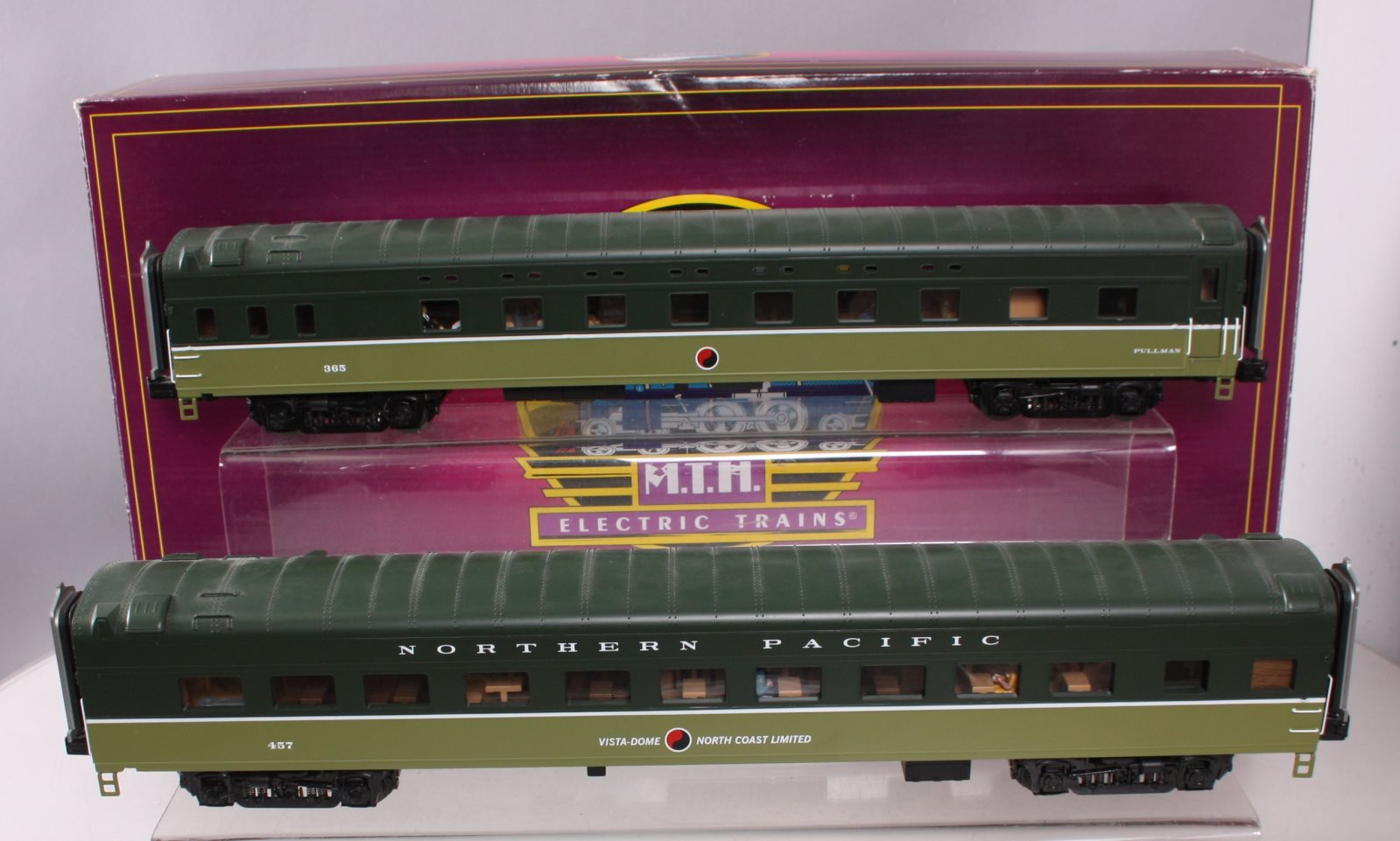 MTH 20-66238 O Gauge Northern Pacific 70' treamlined Sleeper/ Diner Set (2 Cars)