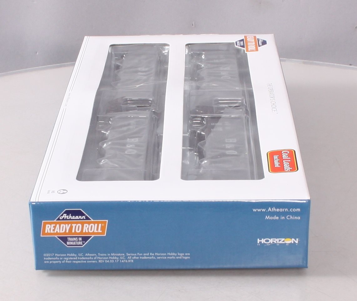 Athearn 70299 HO Baltimore & Ohio 40' 3-Bay Ribbed Hopper w/Load #2 (Set of 4)