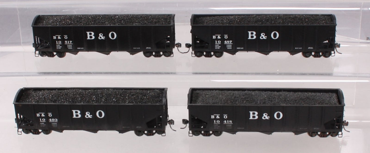 Athearn 70299 HO Baltimore & Ohio 40' 3-Bay Ribbed Hopper w/Load #2 (Set of 4)