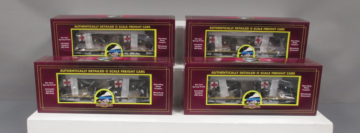 MTH 20-92149 O Gauge U.S Army Flat Car W/ Two Ambulances (Set of 4)