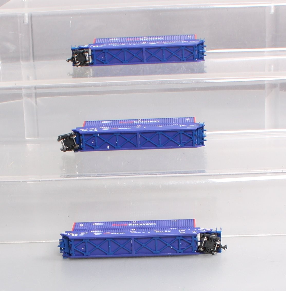Kato 106-6179 N Pacer Stack Train Double Stack Car w/Pacer Containers (Set of 3)
