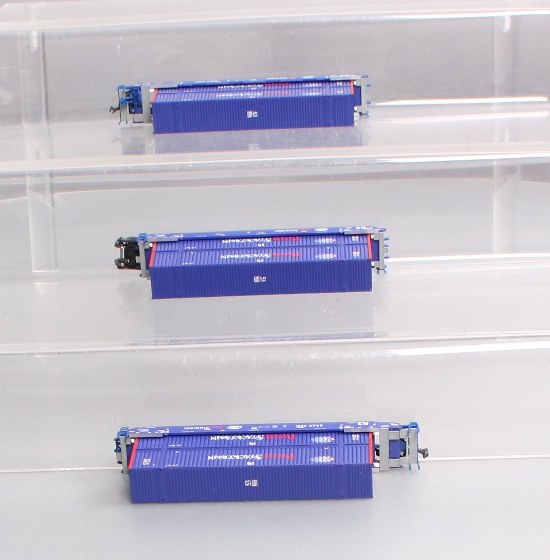 Kato 106-6179 N Pacer Stack Train Double Stack Car w/Pacer Containers (Set of 3)