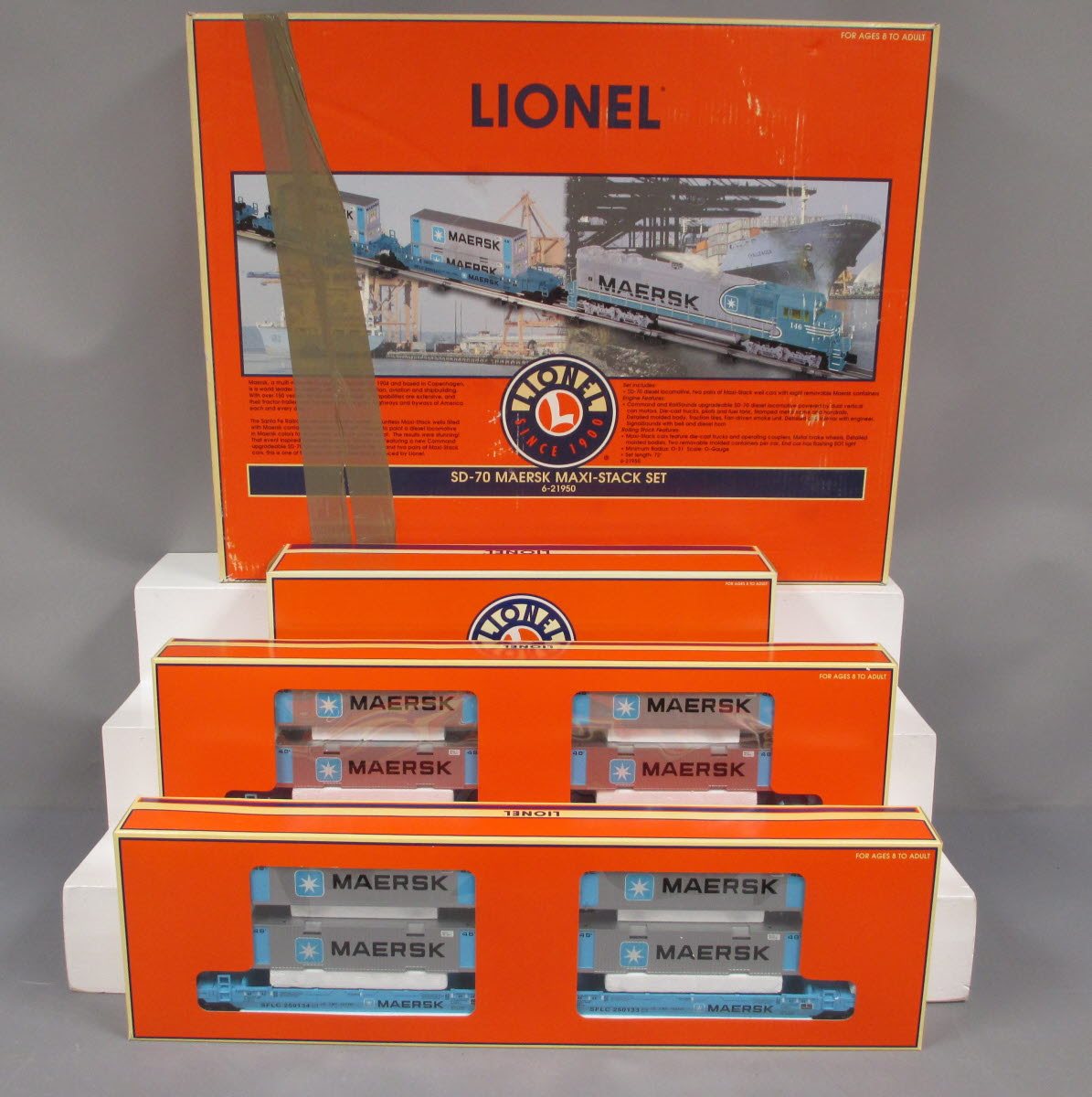 Lionel 6-21950 Maersk SD70 Maxi-Stack O Gauge Diesel Train Set VG/Box