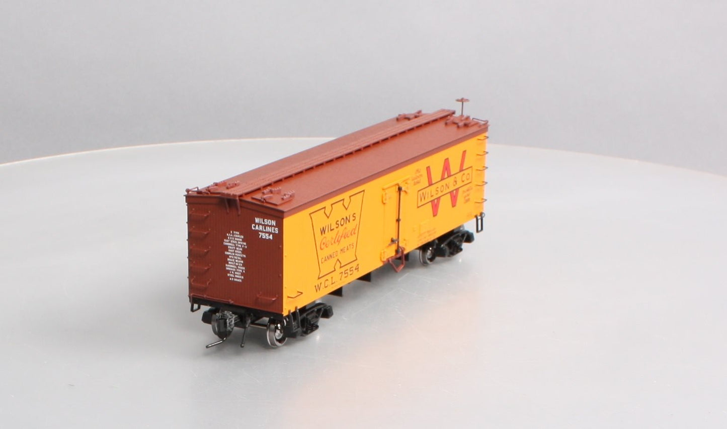 Atlas 9072-2 "O-Scale" Wilson & Co. 36' Wood Reefer Car #7554 (2 Rail)