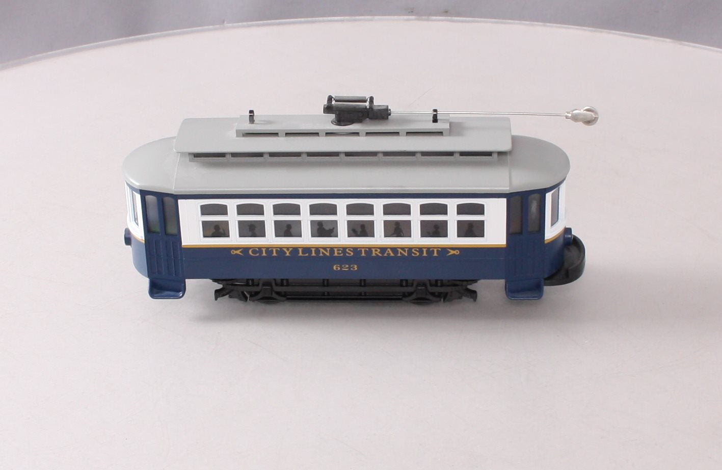 MTH 30-5176 City Lines RailKing Bump-n-Go Trolley Car #623
