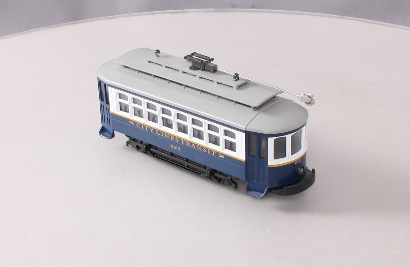MTH 30-5176 City Lines RailKing Bump-n-Go Trolley Car #623