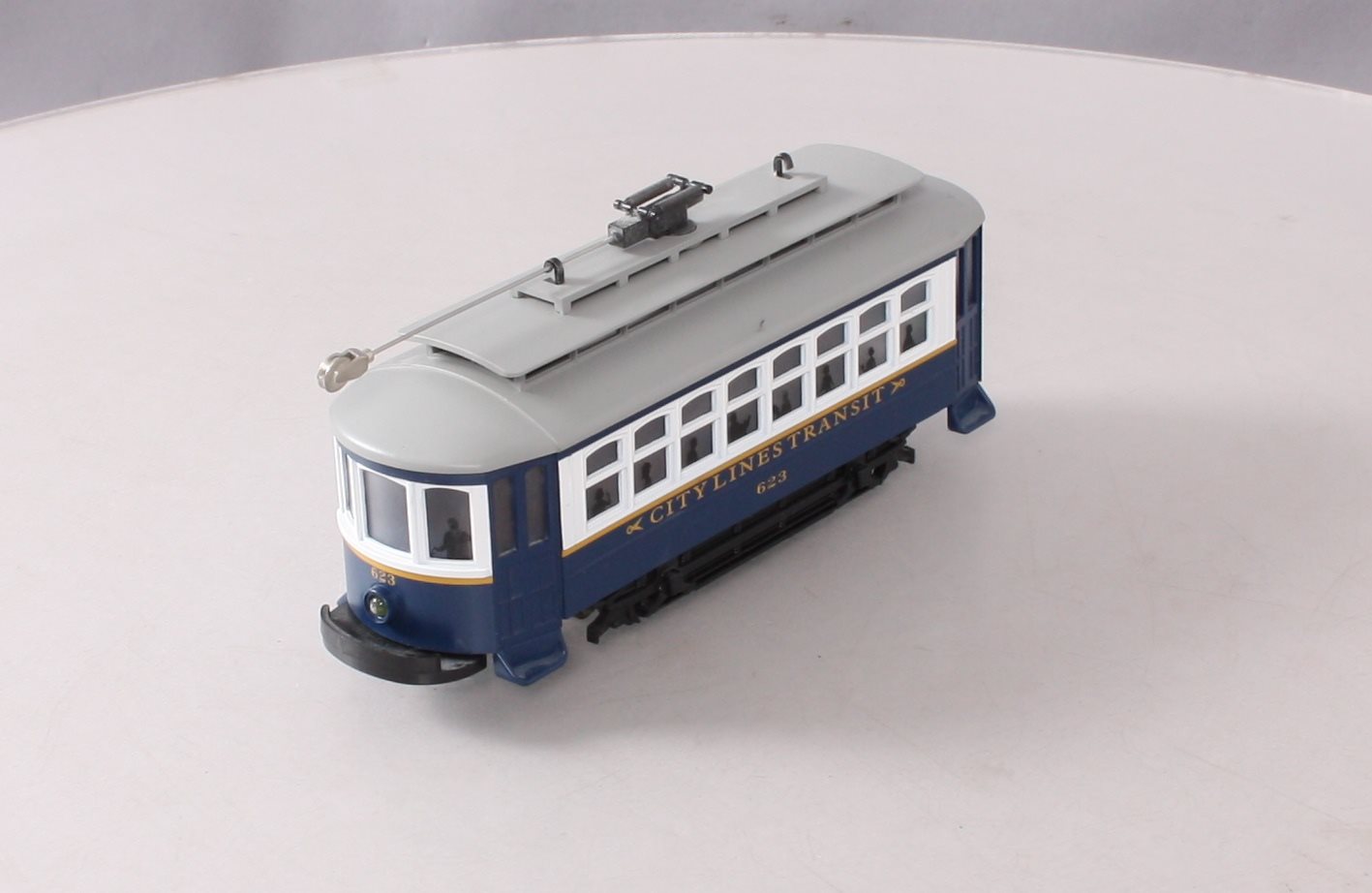 MTH 30-5176 City Lines RailKing Bump-n-Go Trolley Car #623