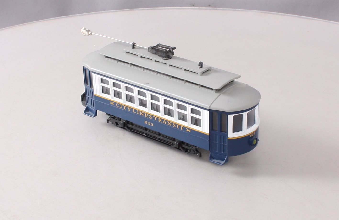 MTH 30-5176 City Lines RailKing Bump-n-Go Trolley Car #623