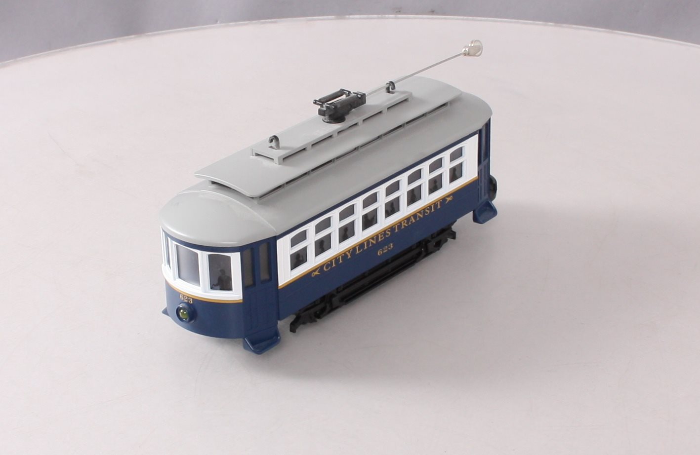 MTH 30-5176 City Lines RailKing Bump-n-Go Trolley Car #623