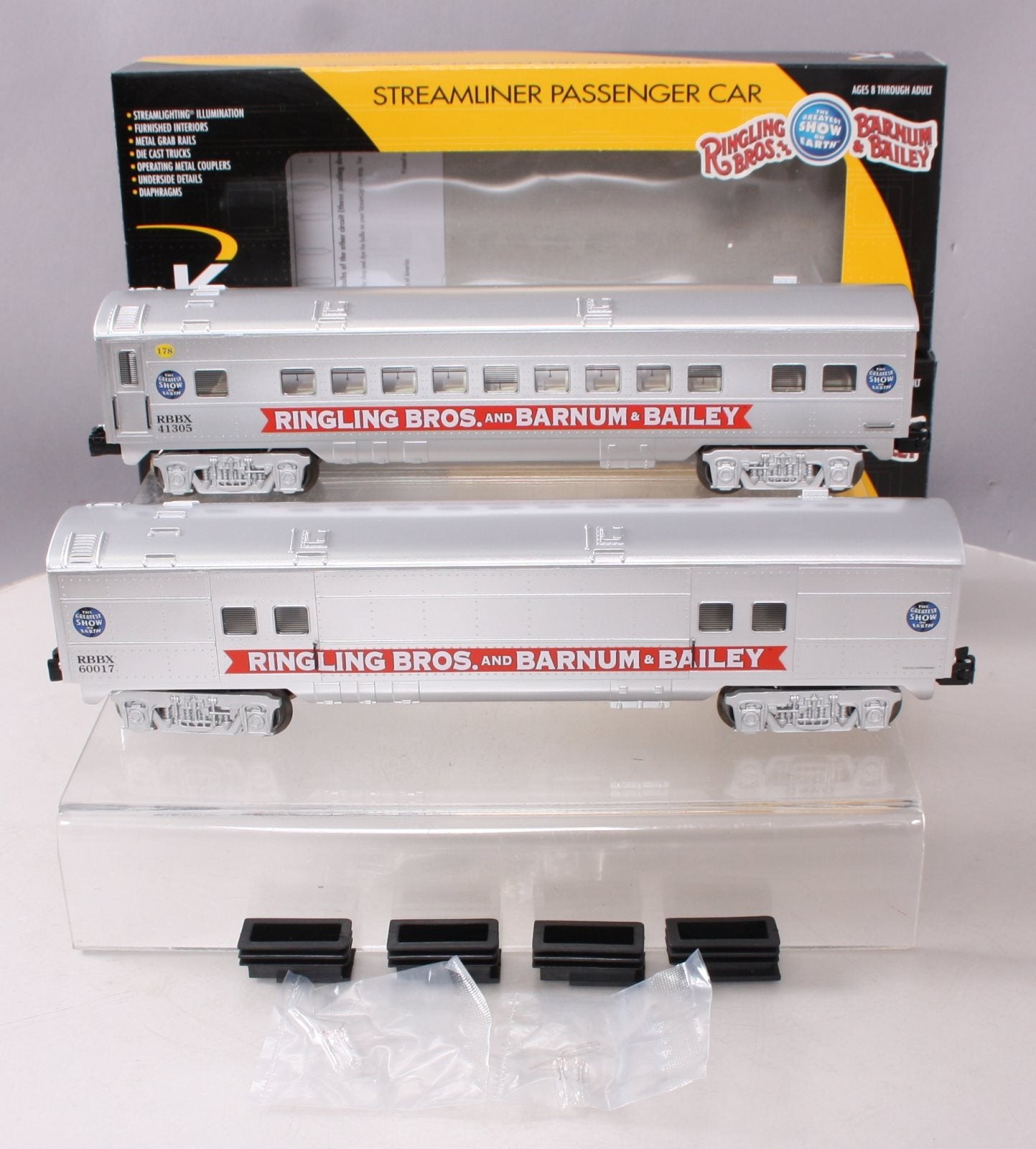 K-Line 6-21234 O Ringling Bros. 13.5" Streamliner Coach/Baggage Cars (Set of 2)