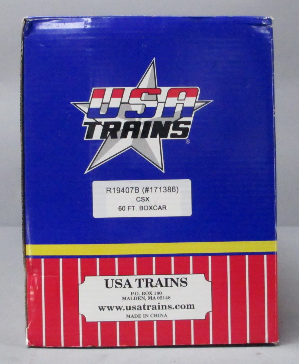 USA Trains R19407B G CSX Double Door 60 Ft. Box Car (Blue) (Metal Wheels)