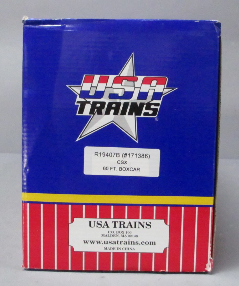 USA Trains R19407B G CSX Double Door 60 Ft. Box Car (Blue) (Metal Wheels)