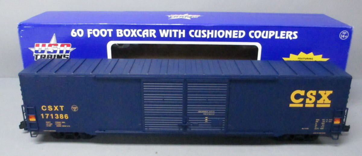 USA Trains R19407B G CSX Double Door 60 Ft. Box Car (Blue) (Metal Wheels)