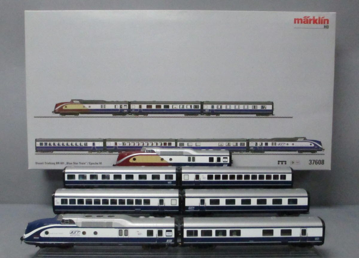 Marklin 37608 HO Blue Star Train Class 601 Diesel Railcar Train Set w/Sound
