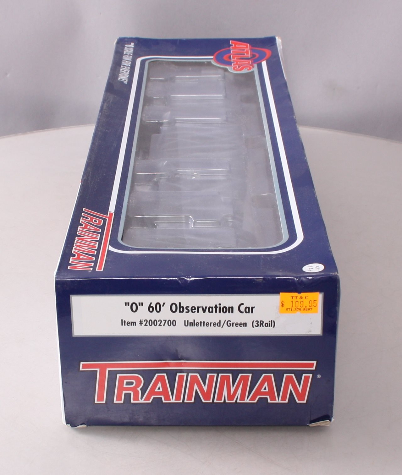 Atlas 2002700 O Gauge Unlettered 3 Rail Trainman 60' Observation Car