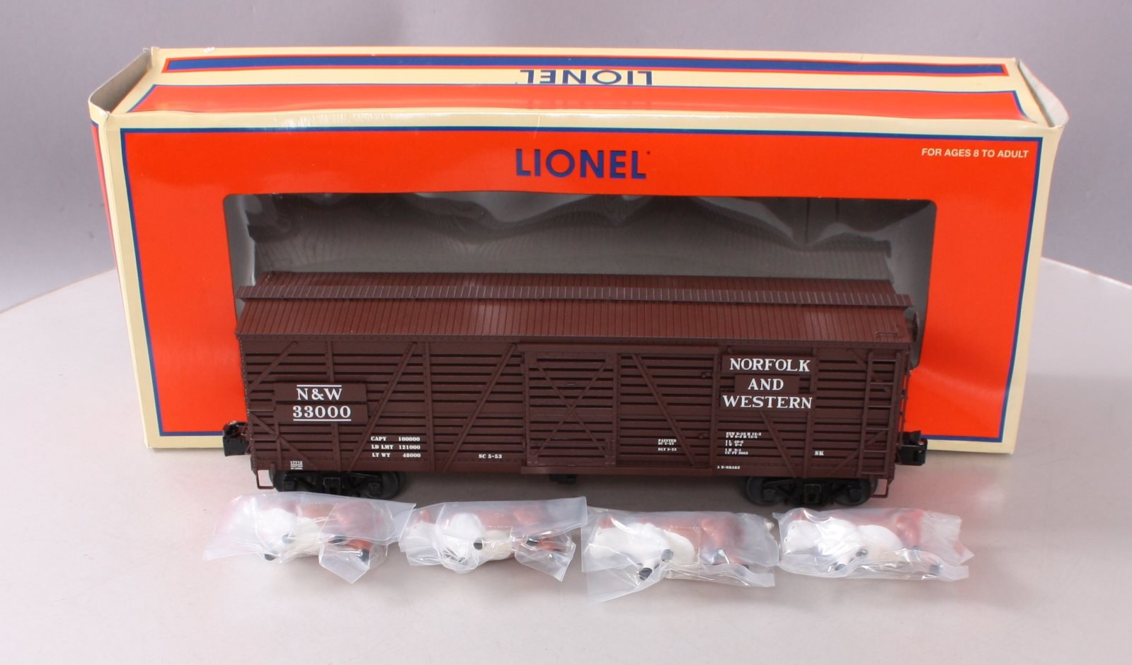 Lionel 6-17712 O Gauge Norfolk & Western ACF 40-Ton Stock Car #33000