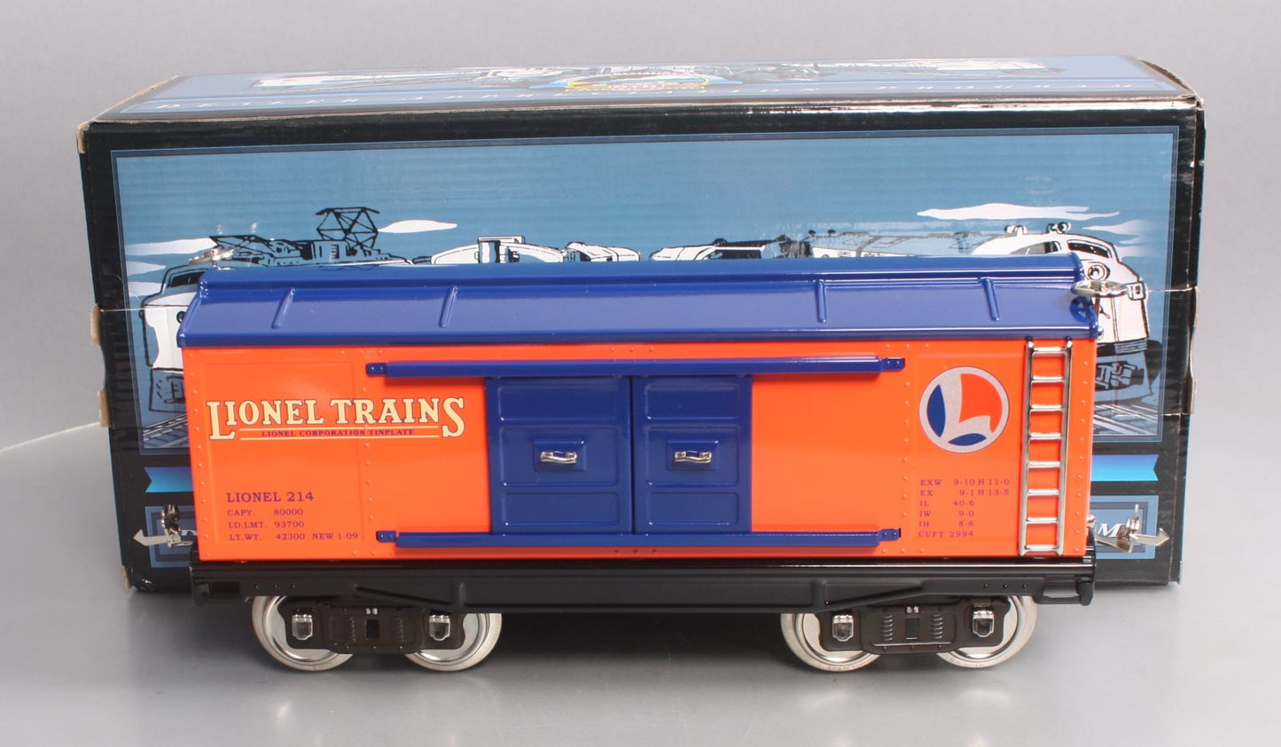 MTH 11-30049 Lionel Corporation #214 Orange/Blue Boxcar