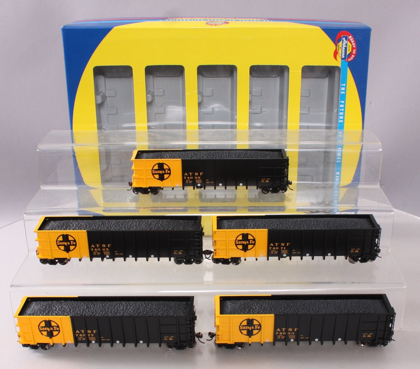 Athearn 94459 HO Santa Fe 50' Thrall High-Side Coal Gondola Pack (5-Car Set)