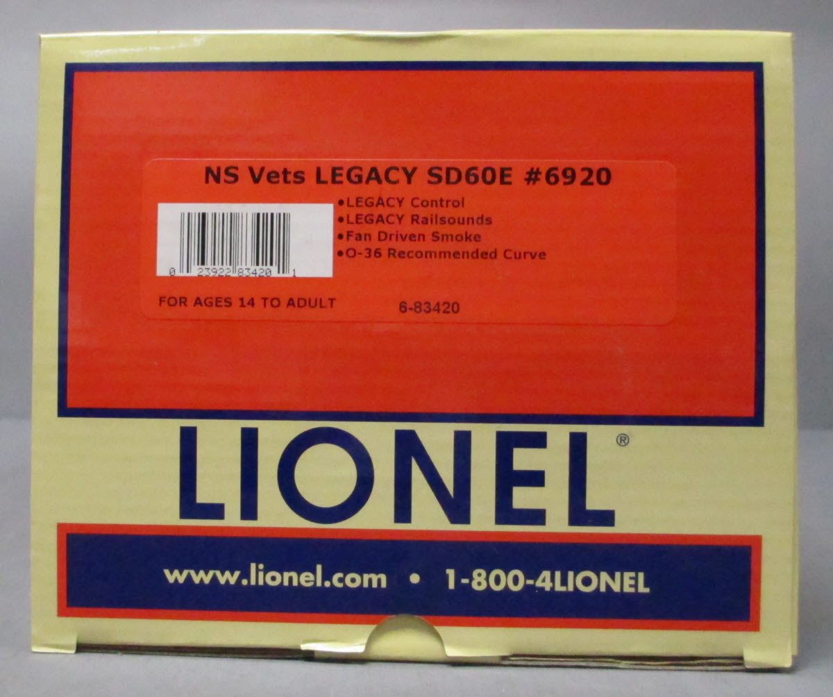 Lionel 6-83420 Norfolk Southern Legacy SD60E Diesel Locomotive #6920