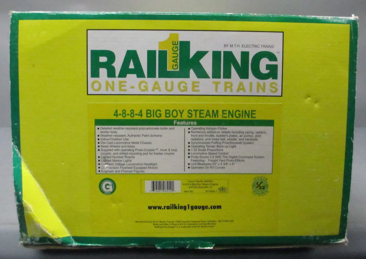 MTH 70-3009-1 G Scale Union Pacific 4-8-8-4 Big Boy Steam Engine #4004 w PS2.0