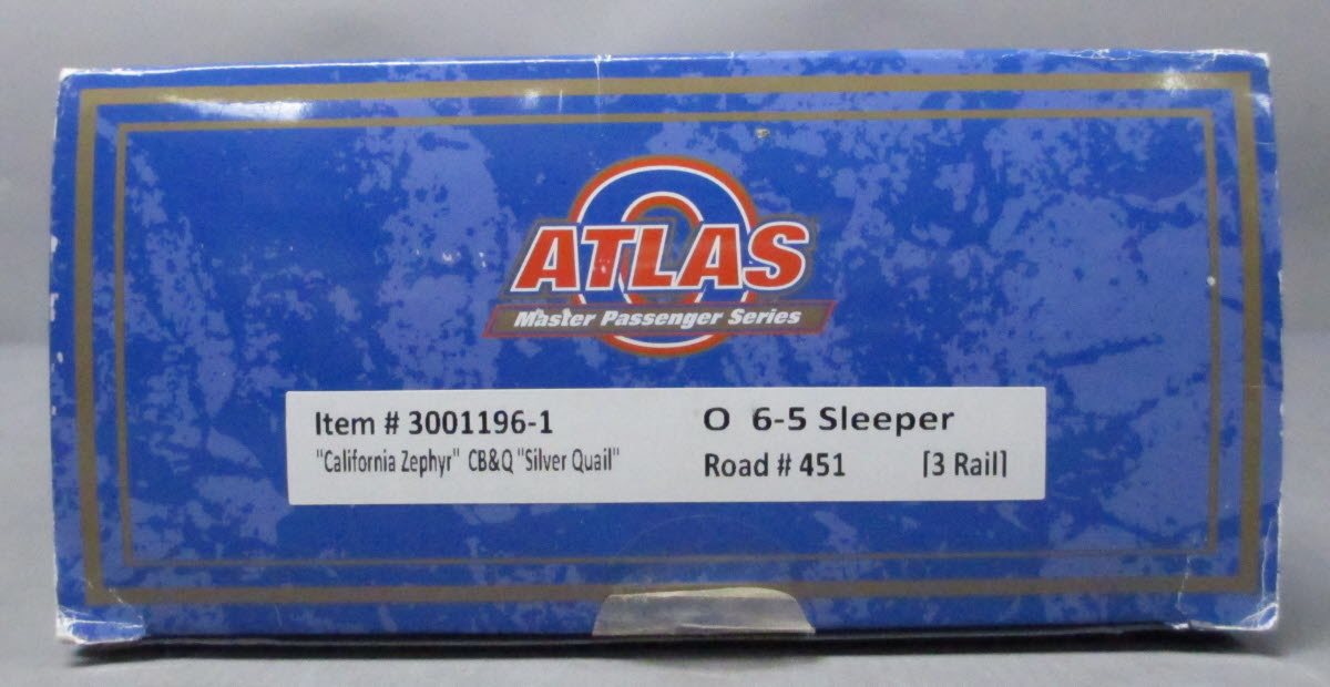 Atlas 3001196-1 O CB&Q California Zephyr "Silver Quail" 6-5 Sleeper Car (3Rail)